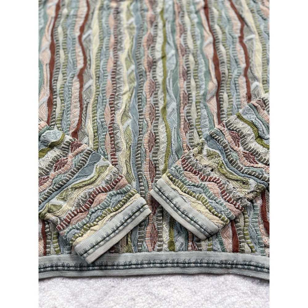 COOGI Women's 3D Cable Knit Crew Neck Size XL Sage Green Colorful 90's - Picture 6 of 13